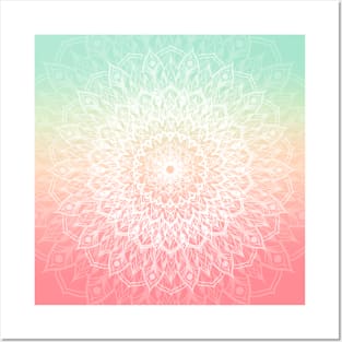 Pastel Sunflower Mandala Posters and Art